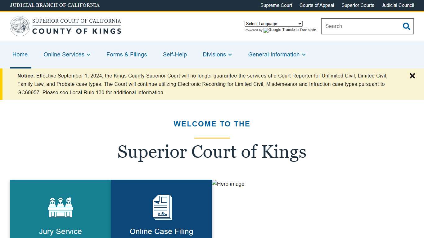 Home Superior Court of California County of Kings